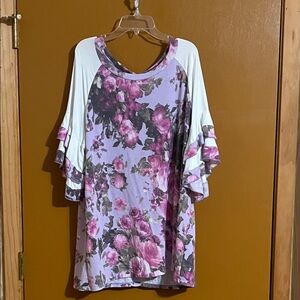 Sew In Love Purple and Pink Floral Tunic